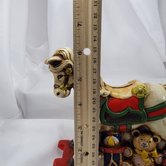 Vintage Enesco Decorative Rocking Horse Coin Bank Piggy Bank Christmas - Picture 8 of 13